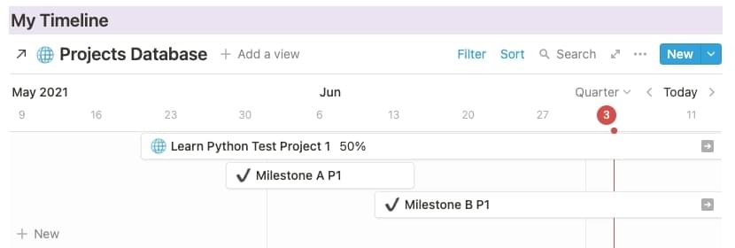 Timeline in Notion SitePoint Template