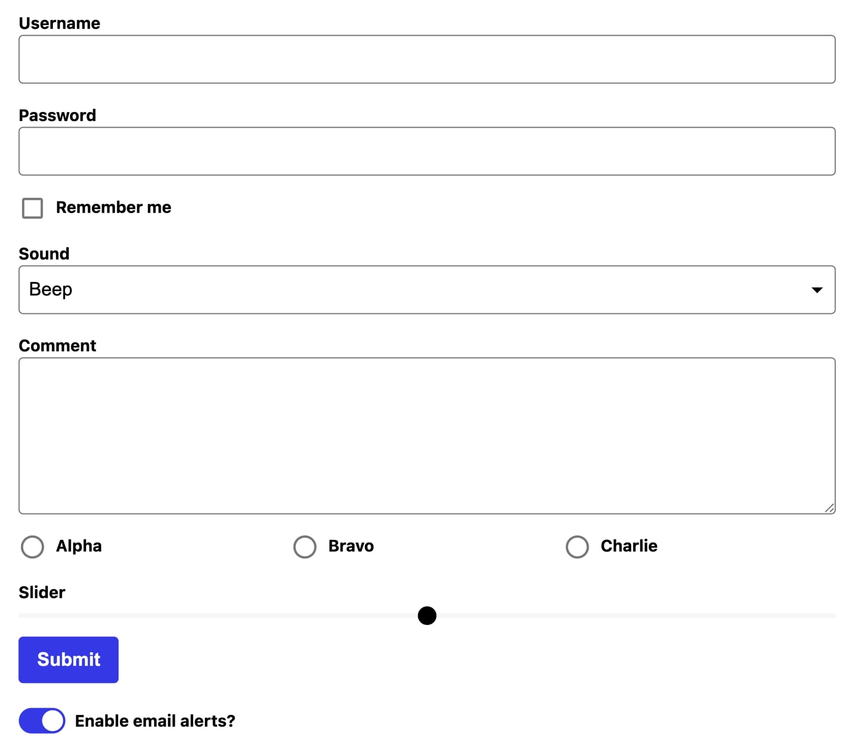 Forms options in Theme UI
