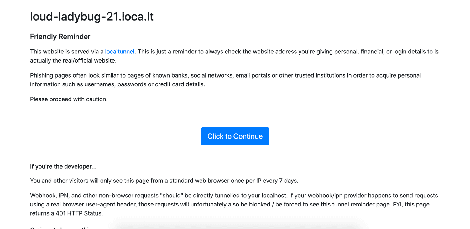 localtunnel friendly warning
