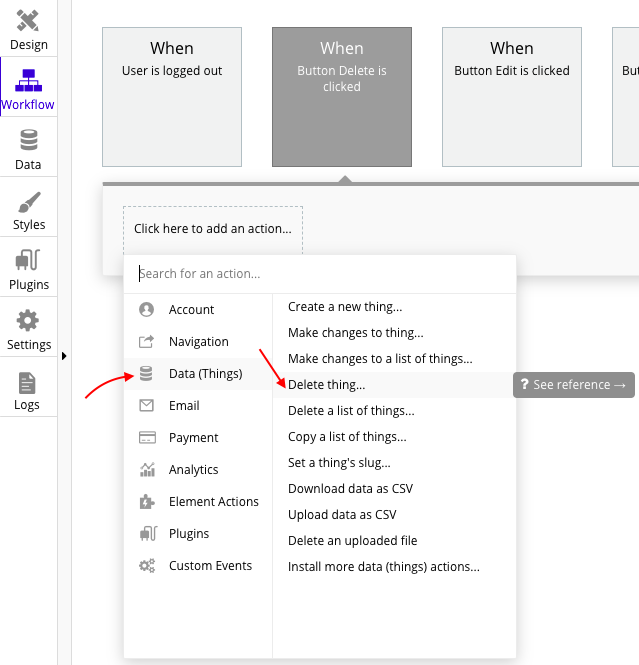 Delete workflow