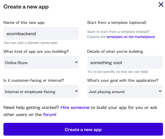 Create a new app