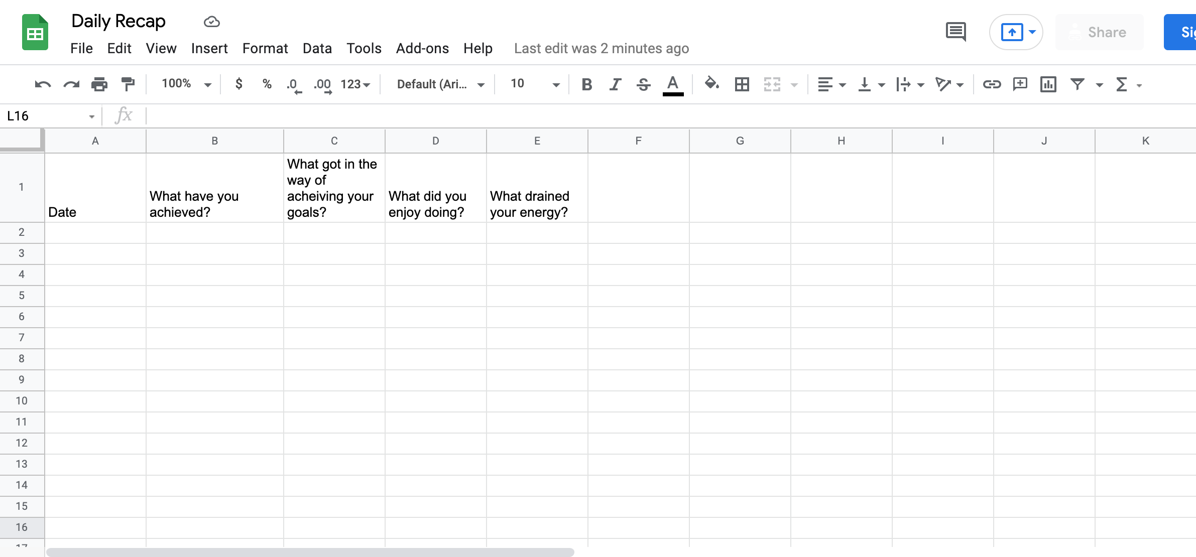 setting up columns